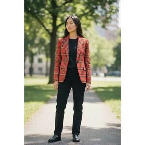 J. Crew Tartan two-button blazer red plaid sz 4